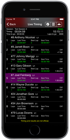 Race Monitor Live Timing on iPhone